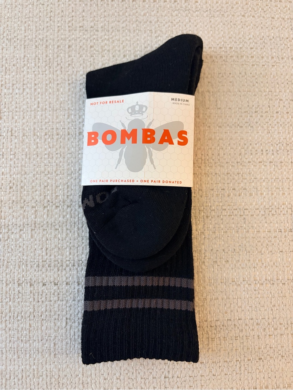 Bombas Black Ankle Socks with Subtle Gray Stripes